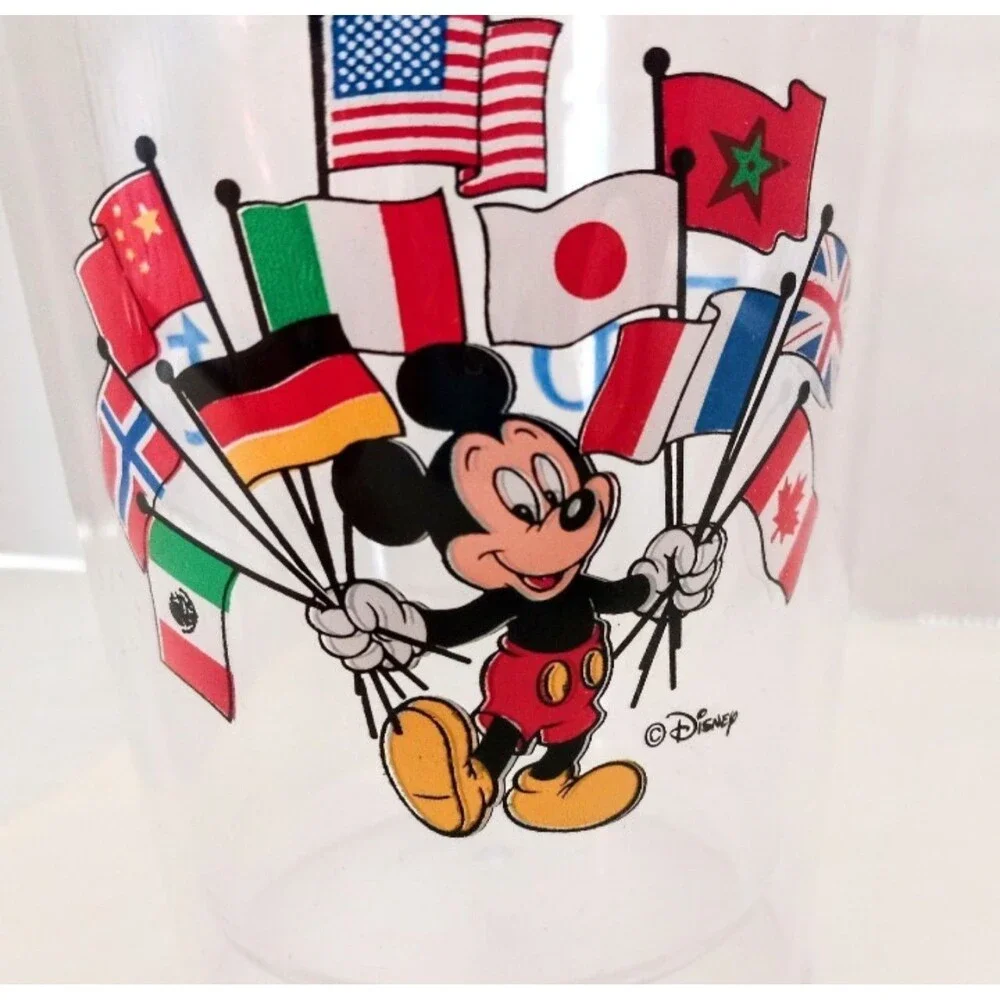 Walt Disney World Epcot Center Mickey World Flag Plastic Souvenir Cup